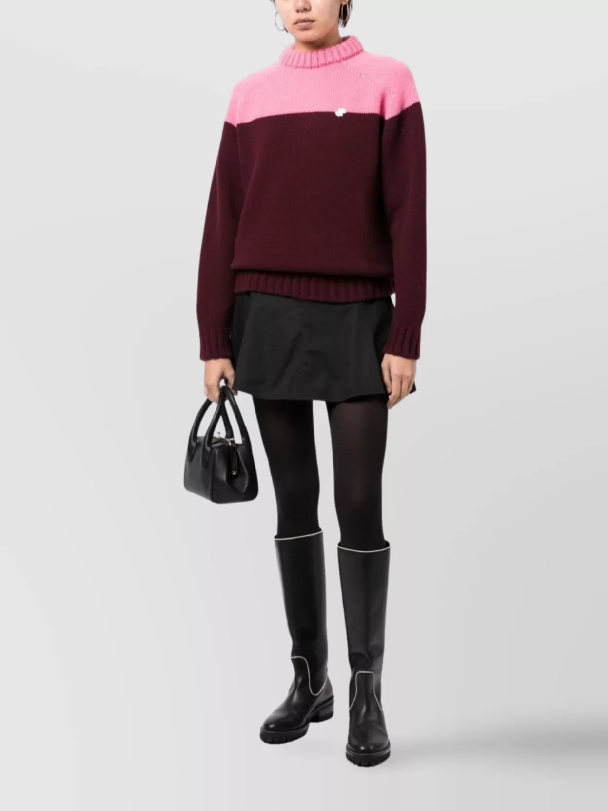Patou Two-Tone Wool Knitted Jumper