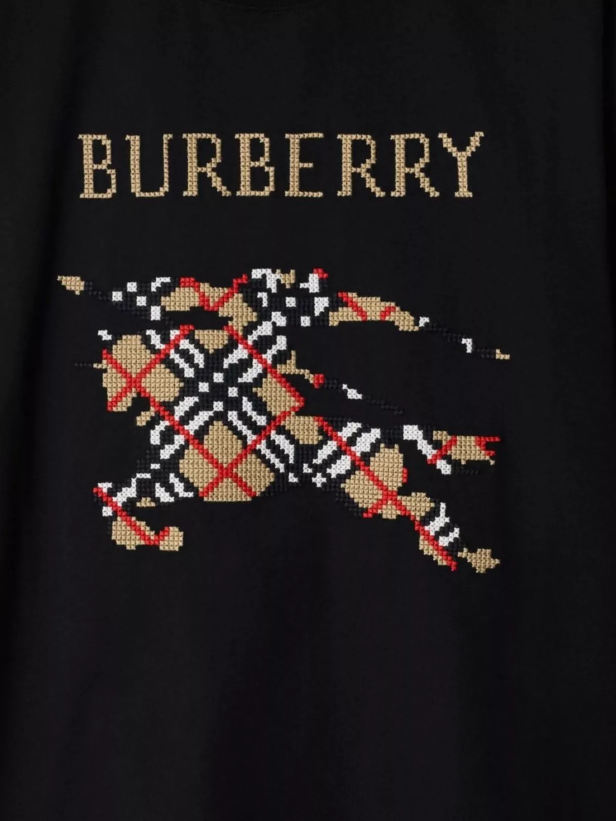 Burberry Cross Stitch Logo Cotton T-Shirt