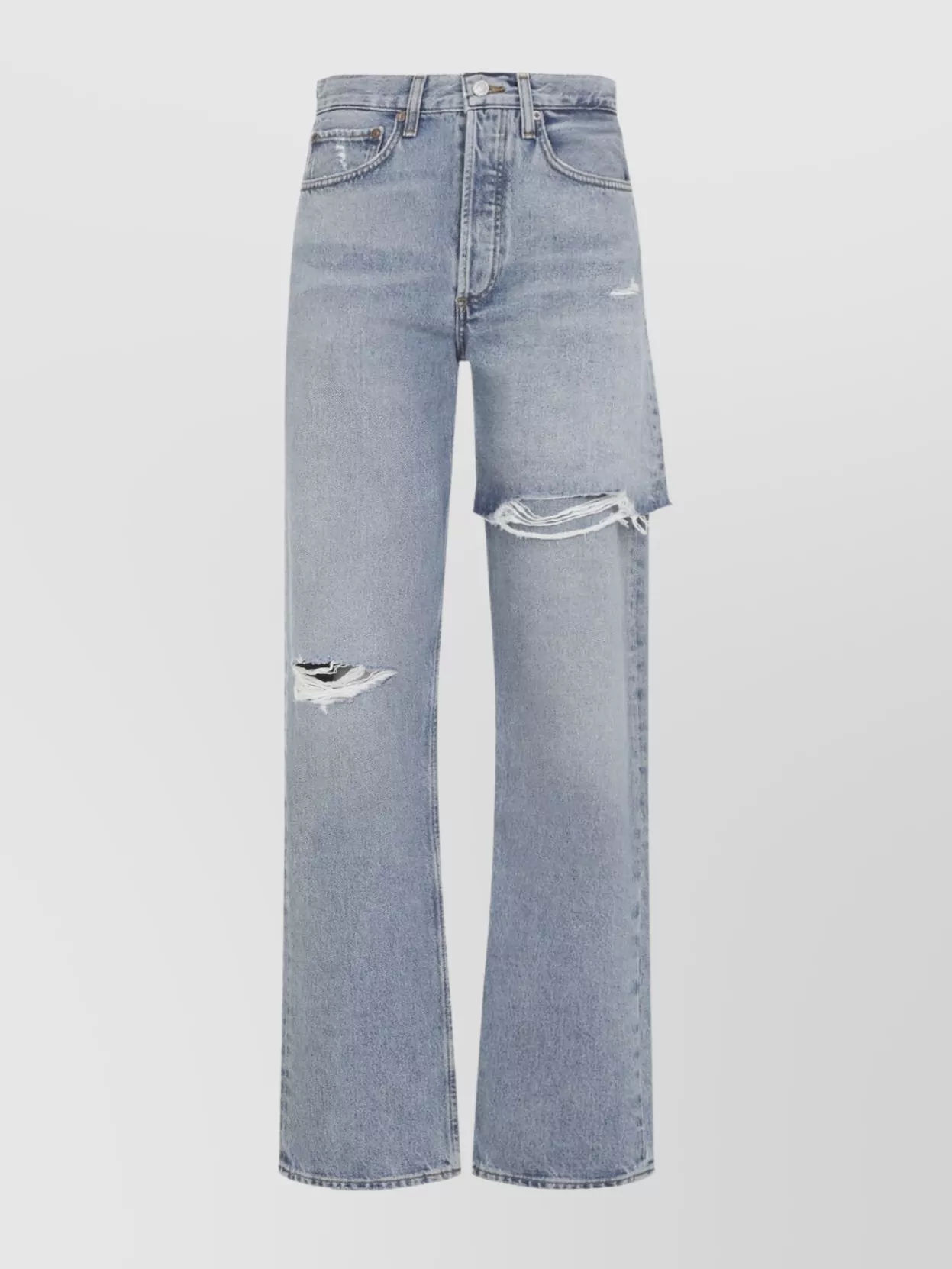 Agolde Cotton Denim Ripped Trousers
