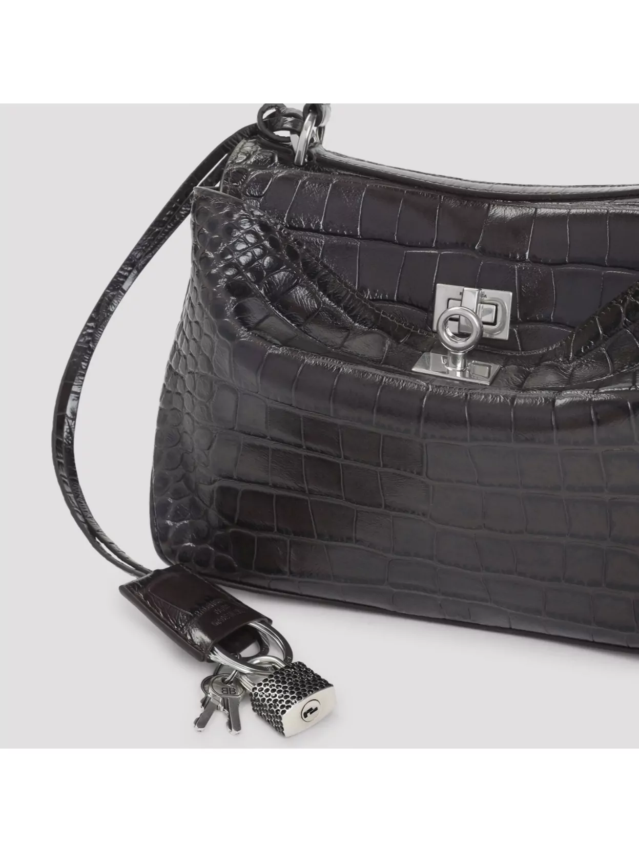 Balenciaga Crocodile Texture Top Handle Shoulder Bag