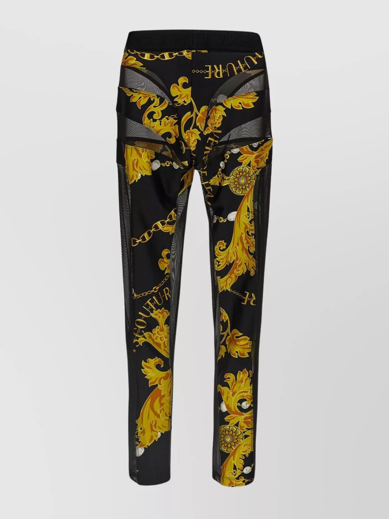 Versace Jeans Couture Leggings With Baroque Print And Mesh Panels