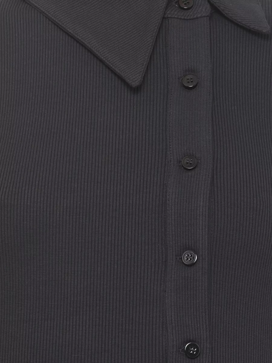 The Attico Ribbed Long-Sleeve Polo Top
