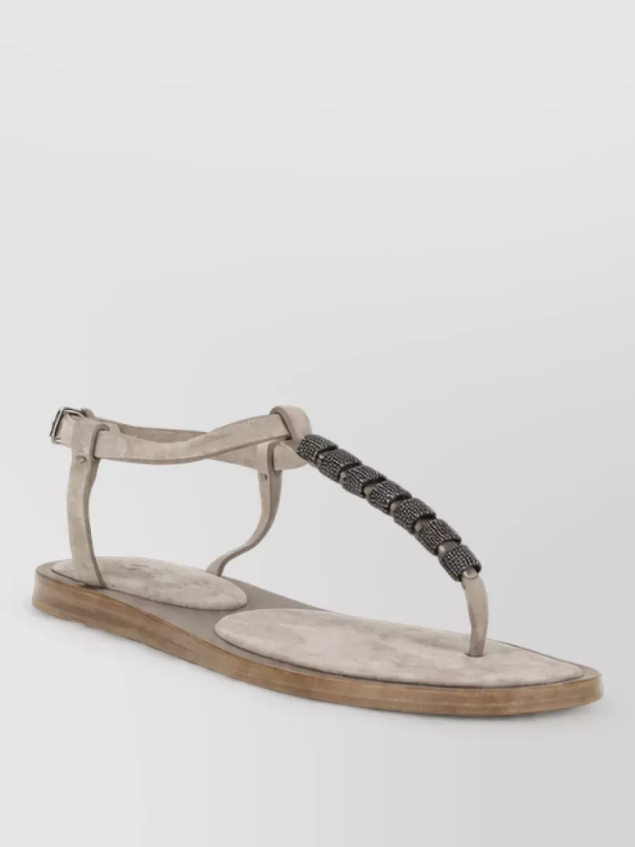 Brunello Cucinelli leather slide sandals