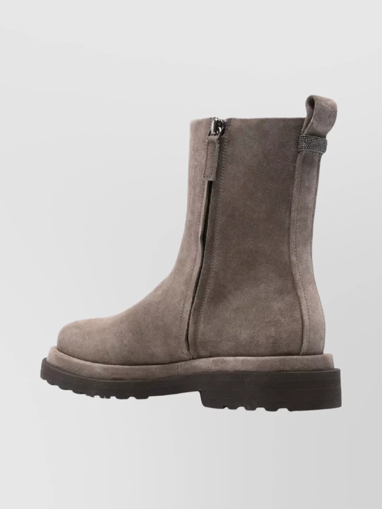 Brunello Cucinelli Chunky Sole Suede Boots With Pull Tab In Brown