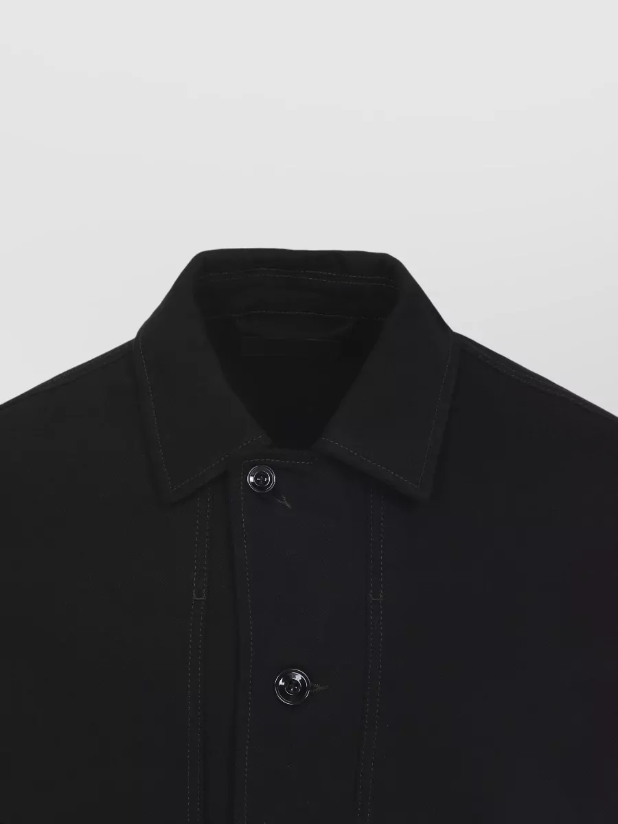 Lemaire Collared Boxy Jacket Front Pockets Stitching