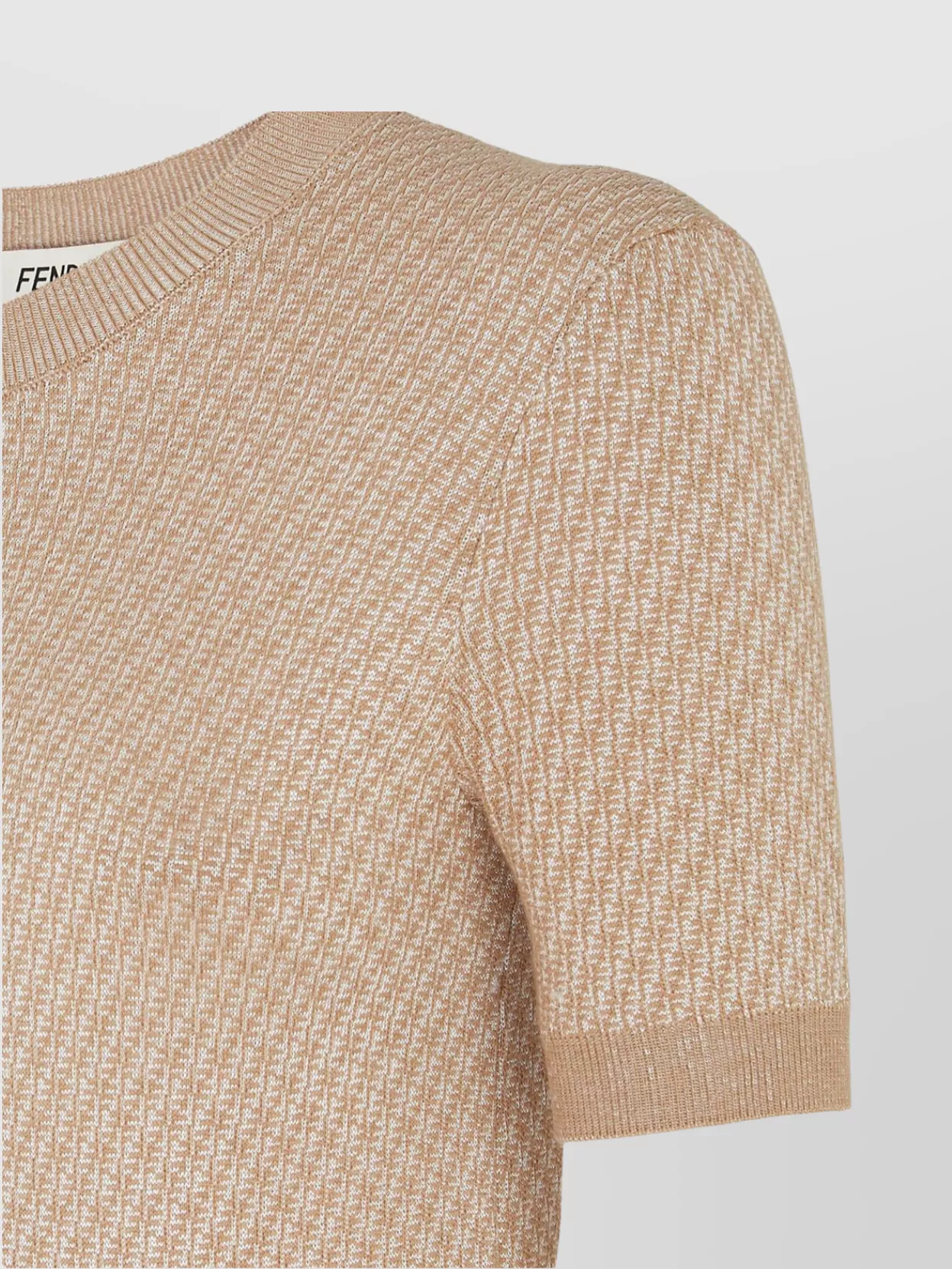 Fendi Ribbed Crew Neck Knit Short Sleeve Top