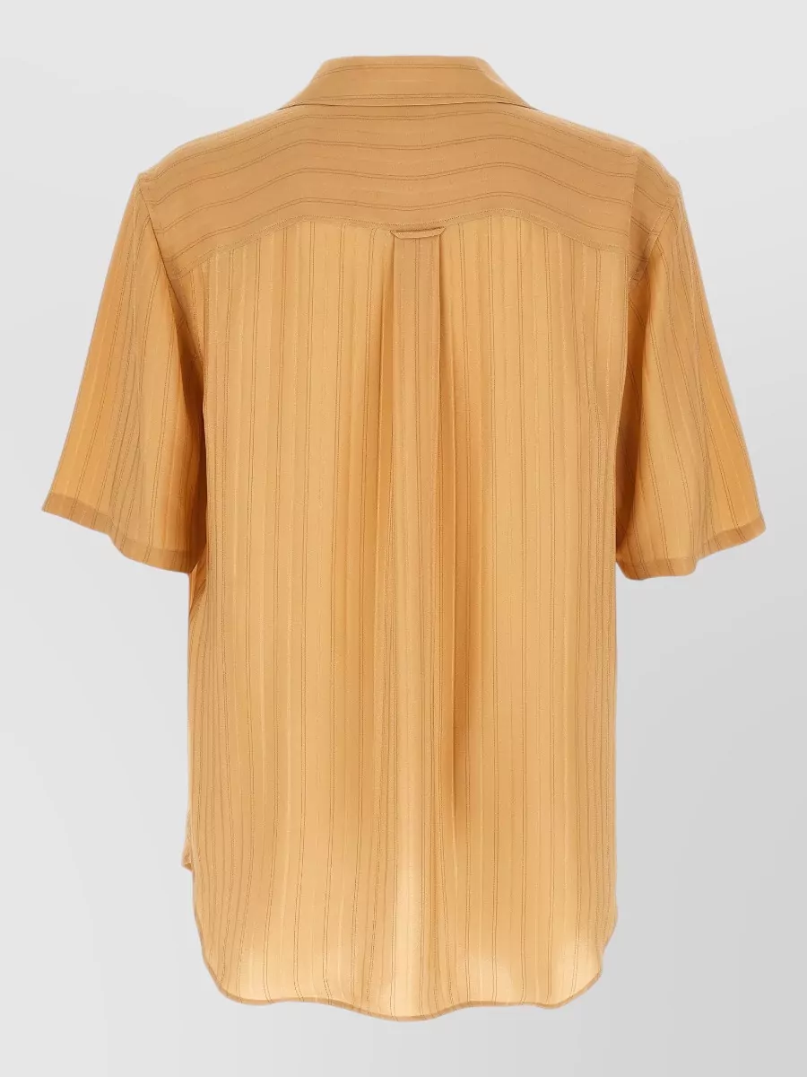 Saint Laurent Silk Striped Short-Sleeve Shirt