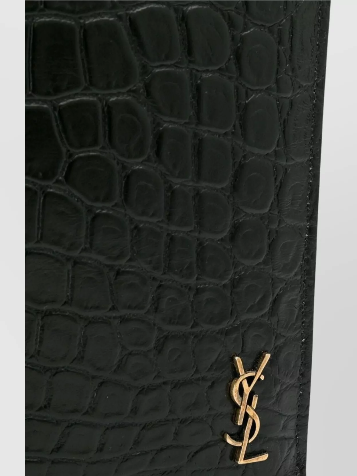 Saint Laurent Crocodile Embossed Leather Clutch Bag