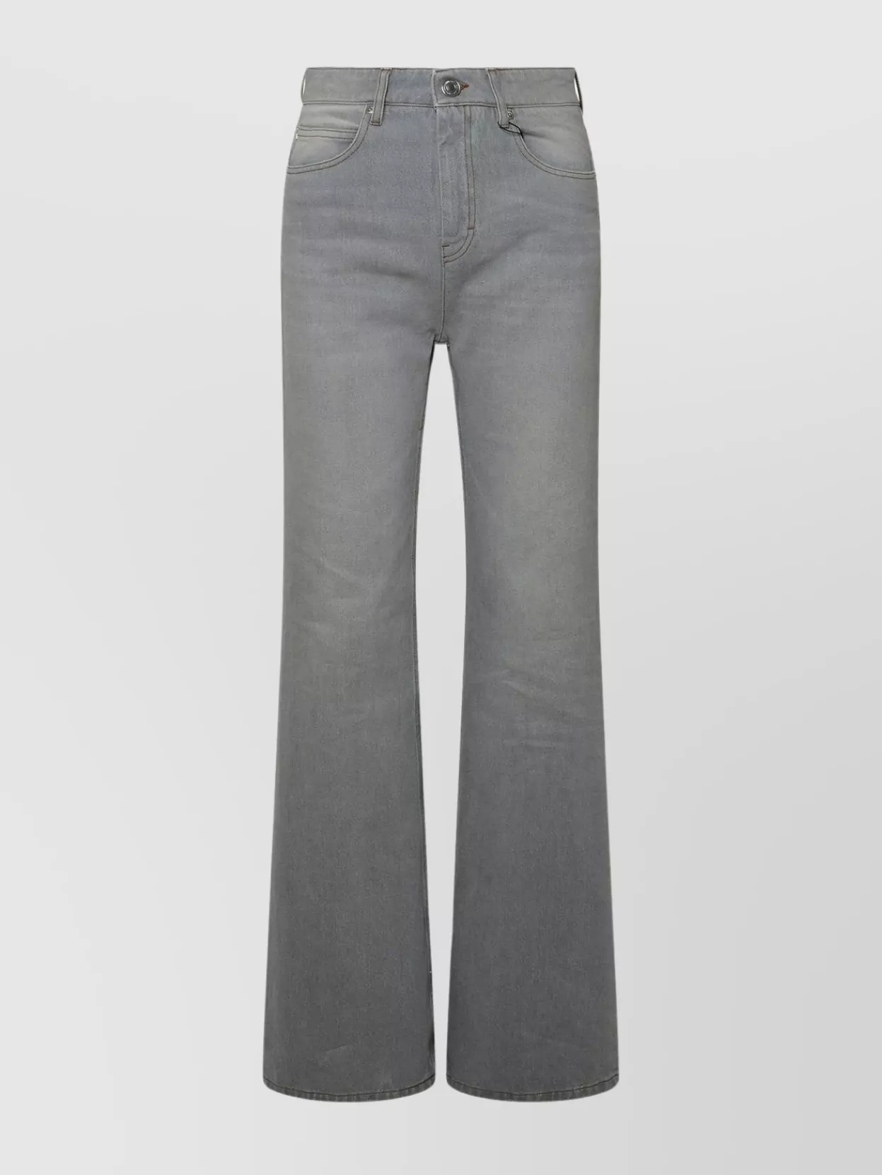 Ami Alexandre Mattiussi Wide Leg Cotton Denim Trousers With Contrast Stitching In Gray