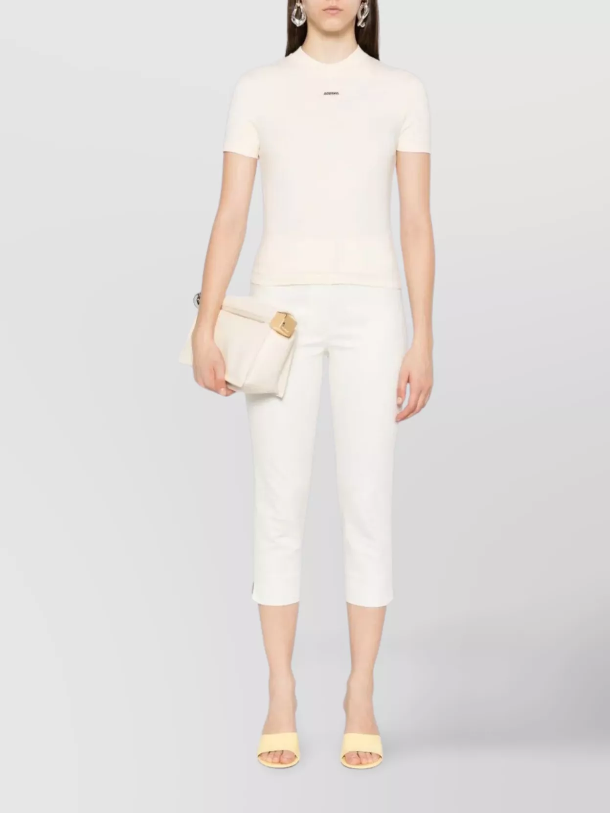 Jacquemus Crew Neck Soft Fabric Short Sleeves In Neutral