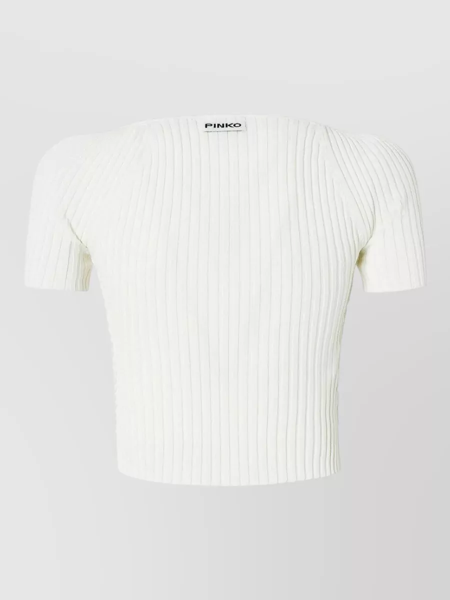 Pinko Viscose Asymmetric V-Neck Short-Sleeve T-Shirt