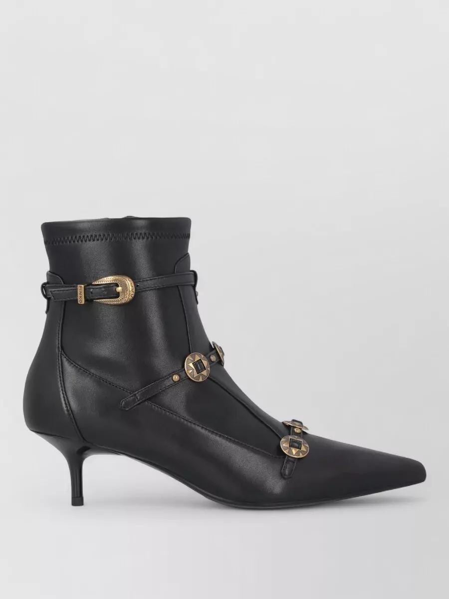 Pinko Gloria 20 Ankle Boots Buckle Strap Studs