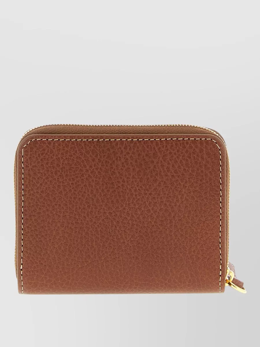 Mulberry Zip Around Wallet Textured Finish Hardware In Brown