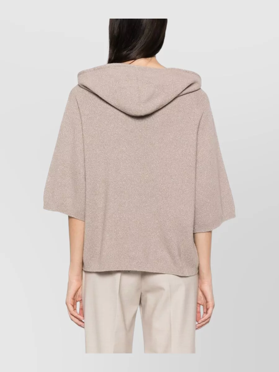 Fabiana Filippi Cashmere Hooded Short-Sleeve Knitted Top