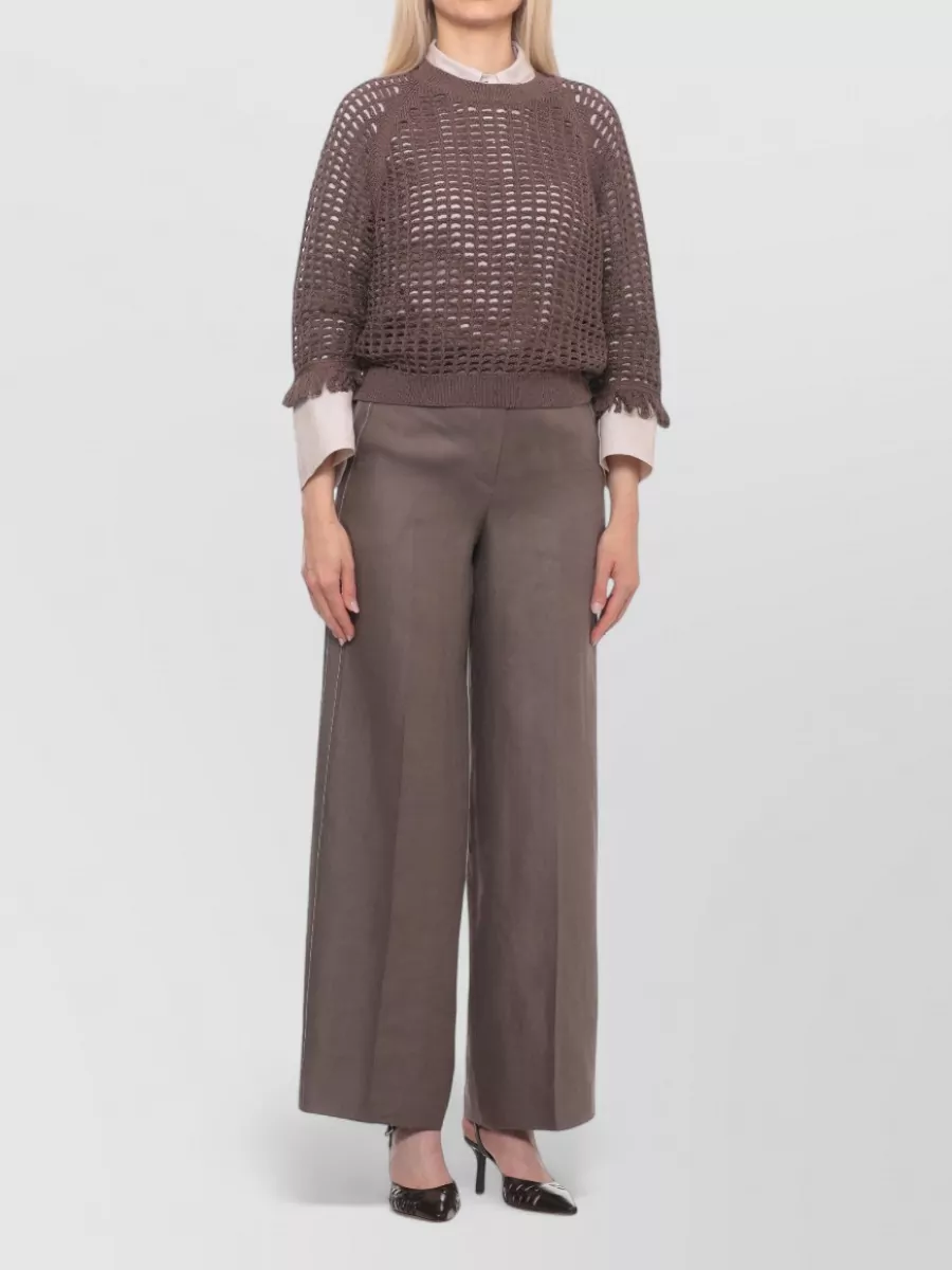 Peserico Cotton Perforated Sequin Crewneck Sweatshirt