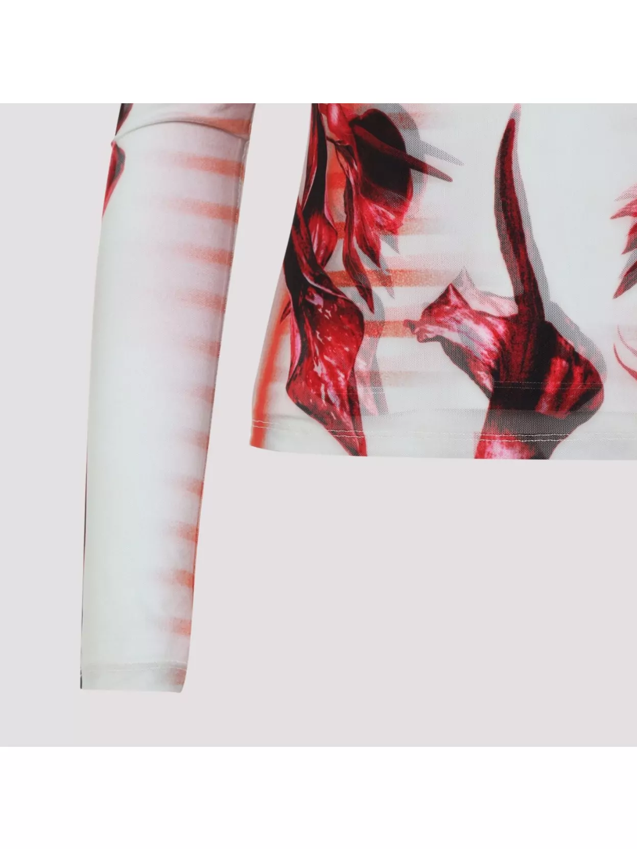 Shop Jean Paul Gaultier Layered Long Sleeves Top Printed Flower Body Morphing Mariniere In Pink