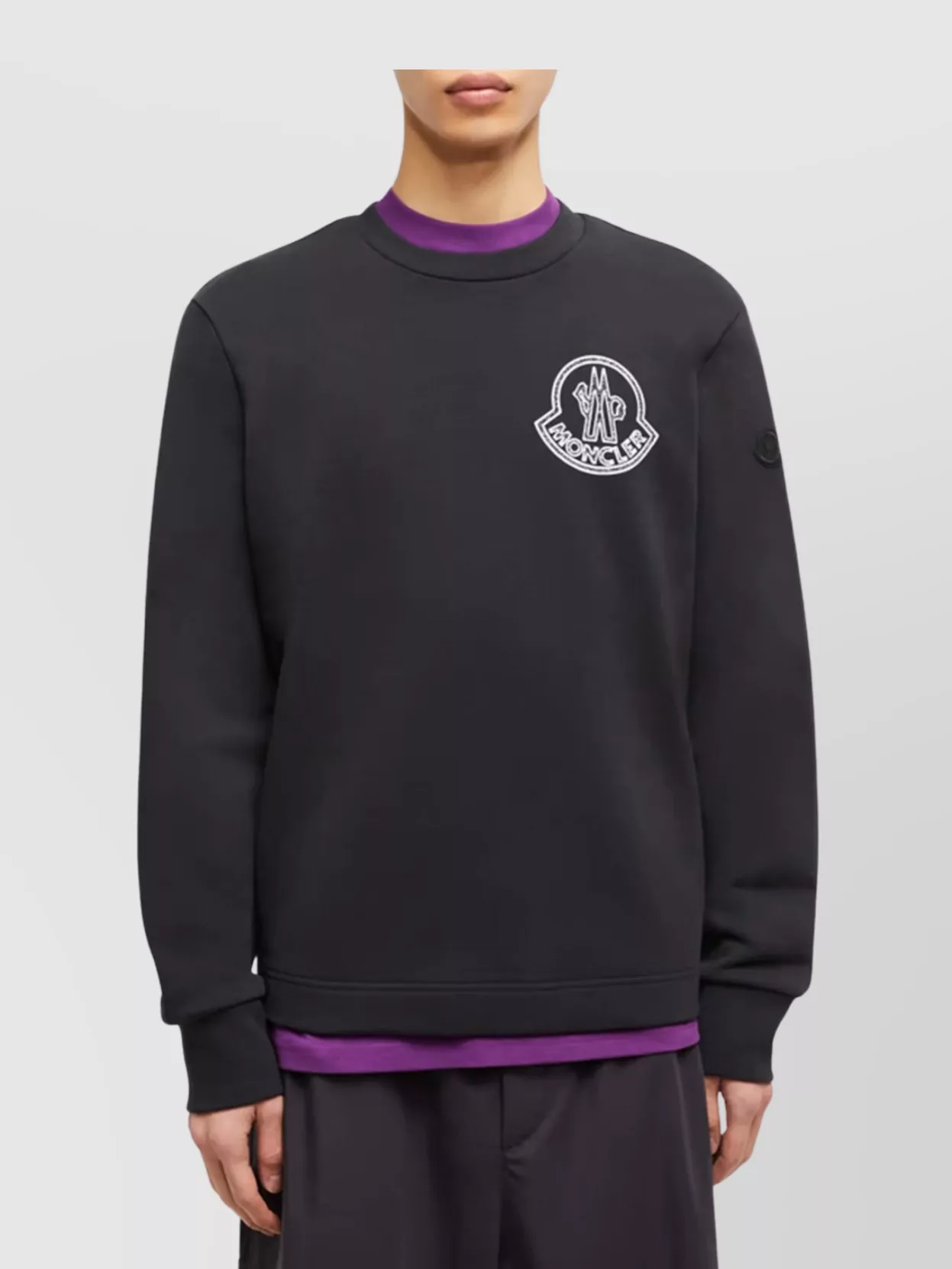 Moncler Logo Cotton Crew Neck Sweatshirt