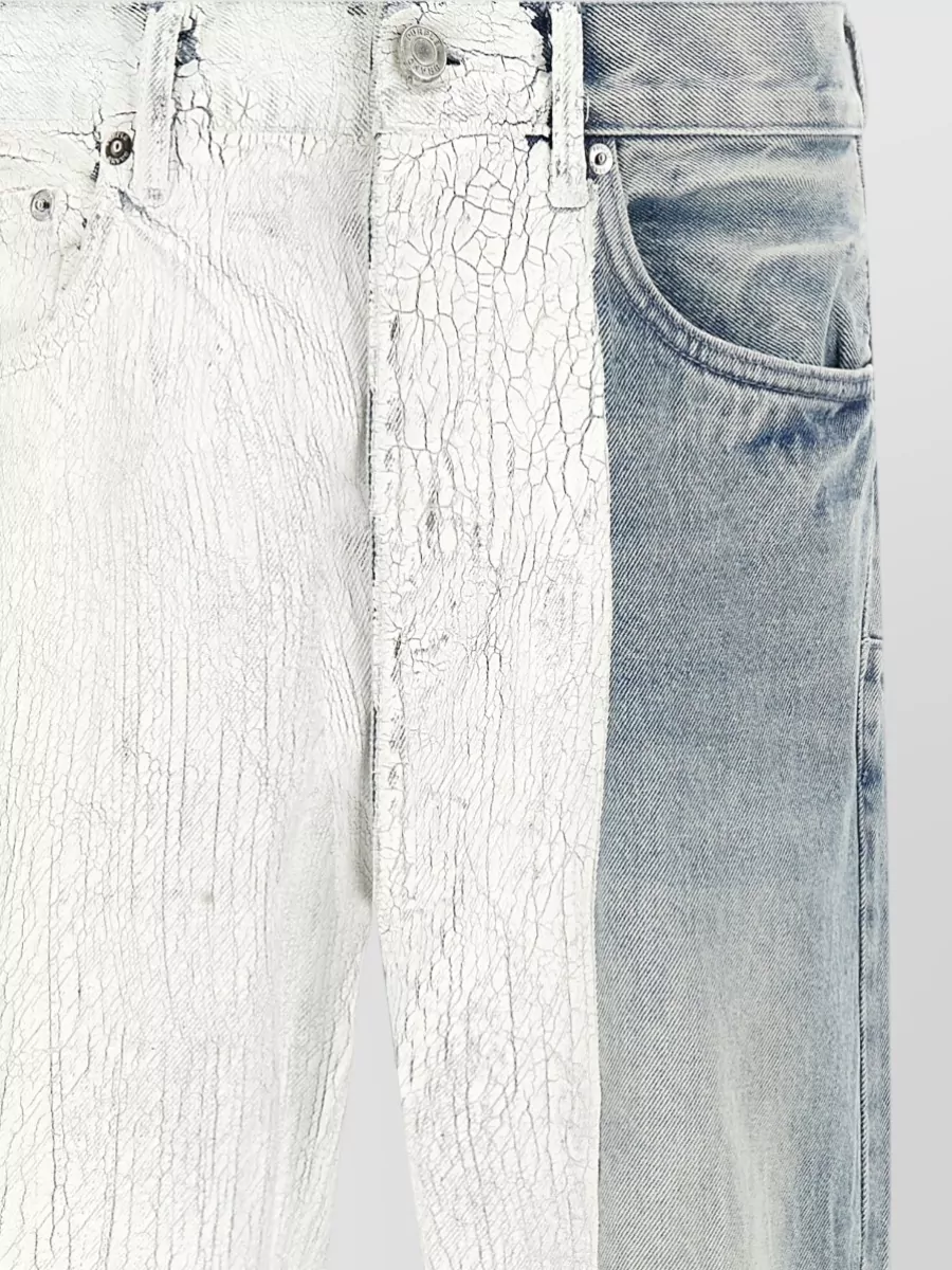 Purple Crackle Silver Mid-Rise Straight-Leg Jeans