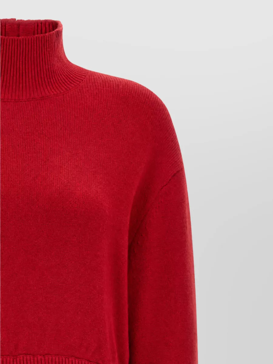 Polo Ralph Lauren Wool Ribbed Turtleneck Long-Sleeve Flared Maxi Dress