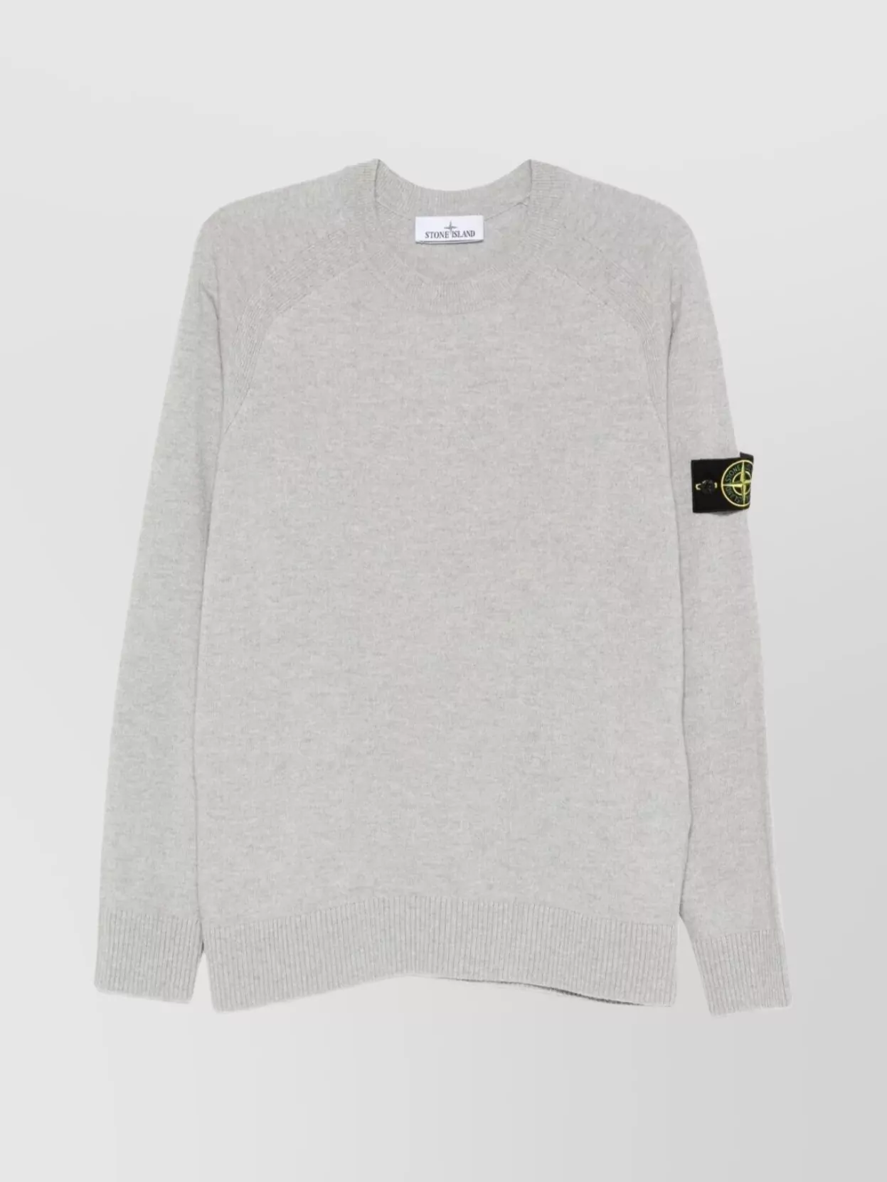 Stone Island Lightweight Wool Crew Neck Sweater With Raglan Sleeves Clothing In Gray
