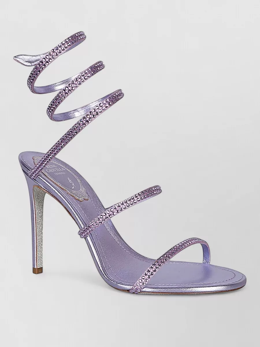 Rene Caovilla Satin Crystal-Embellished Stiletto Sandals