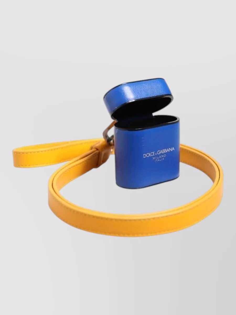 Dolce&Gabbana calf leather logo strap airpods case