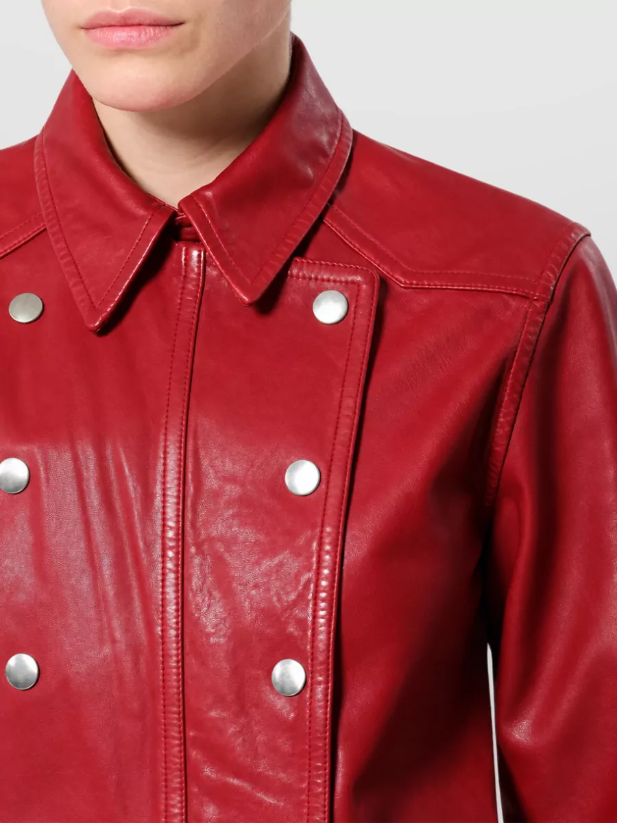 Isabel Marant Lambskin Double-Breasted Leather Shirt Jacket