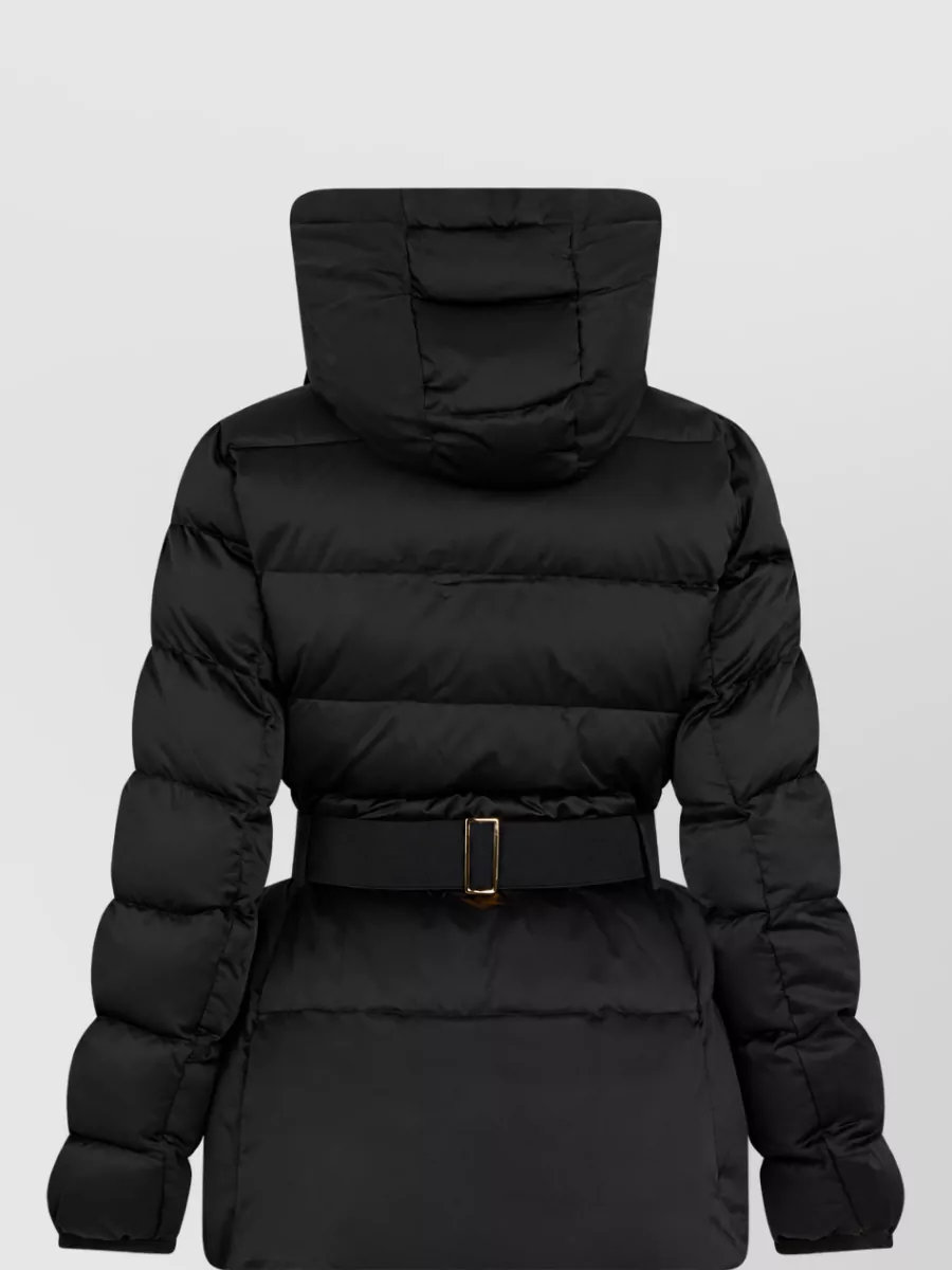 Elisabetta Franchi Quilted Hooded Belted Coat