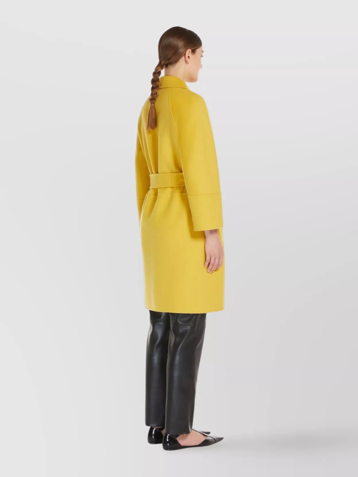 Max Mara Short Wool Coat With Kimono And Raglan Sleeves In Yellow