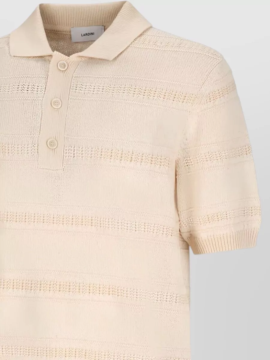 Lardini Polo Shirt Embroidered Textured Knit Short Sleeves