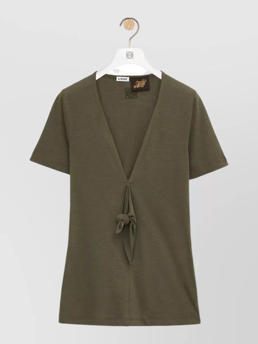 Loewe Paula's Ibiza V-Neck Knot-Detail T-Shirt