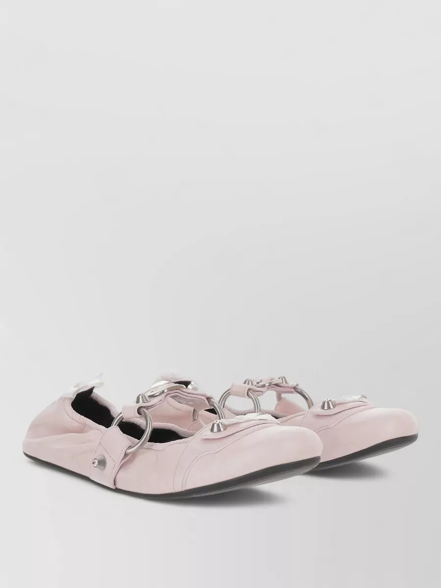 Balenciaga City Ballerina Shoes Bow Studs Rings In Pink