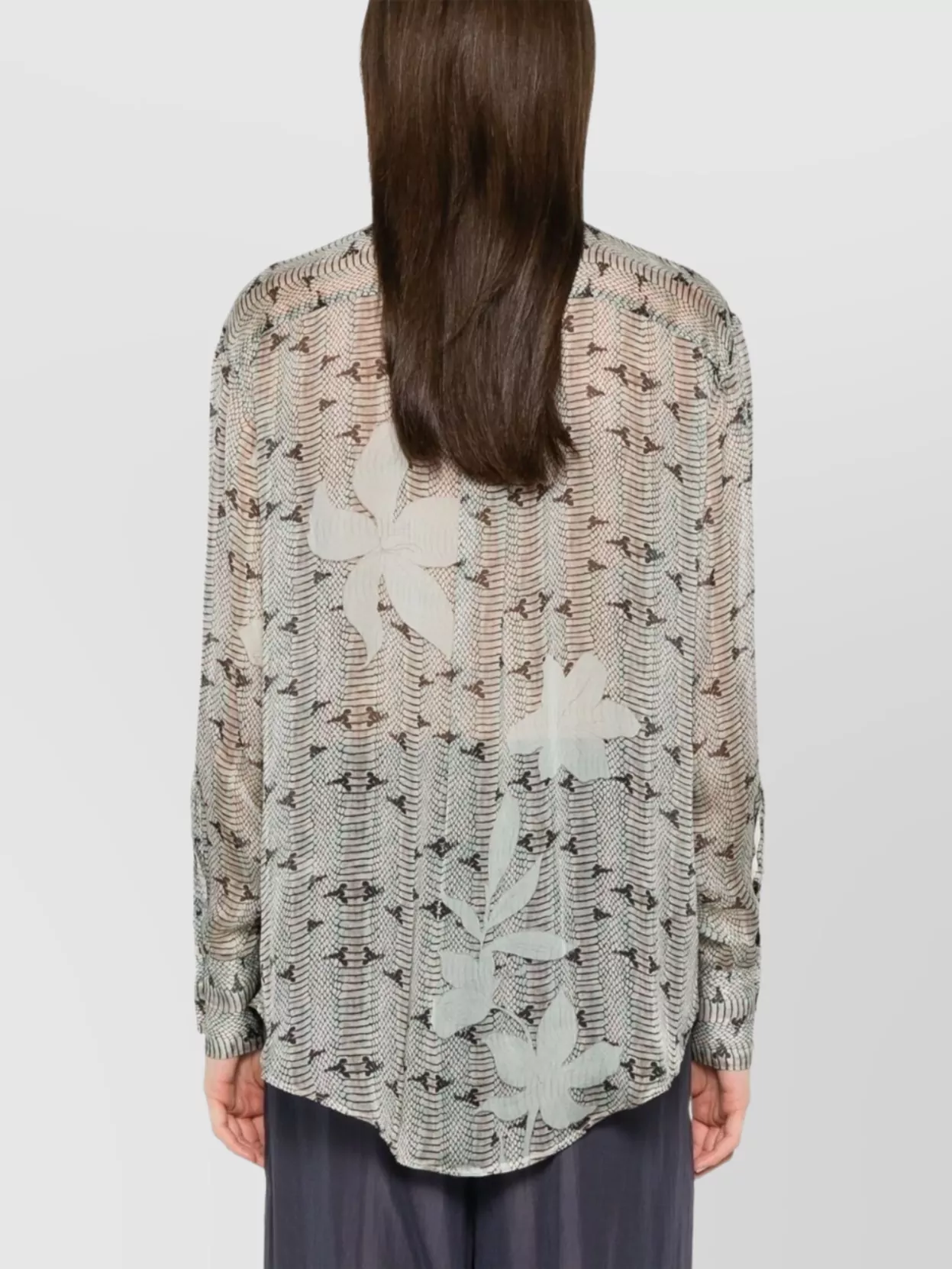 Shop Forte Forte Floral Pattern Sheer Silk Shirt