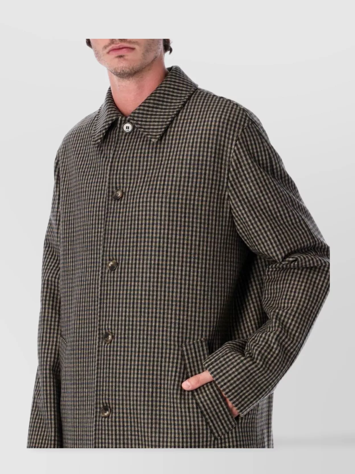 A.p.c. Checkered Long Coat Side Pockets