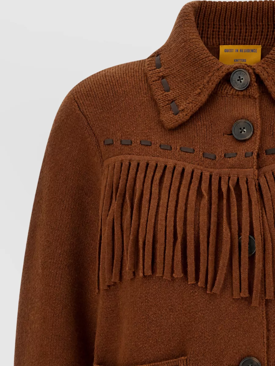 Guest In Residence Cashmere Wool Fringe Knit Jacket
