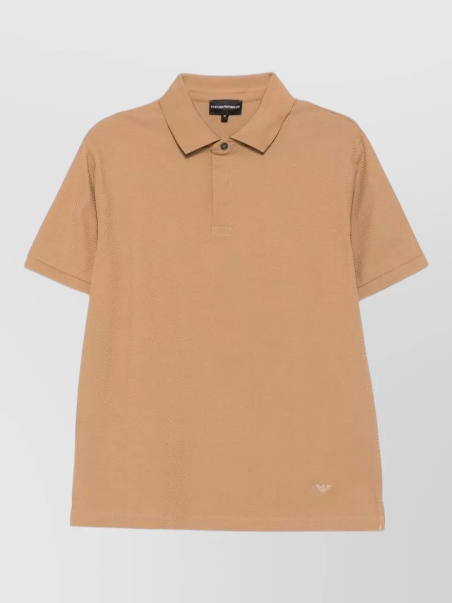 Emporio Armani cotton chevron-knit short-sleeve polo shirt