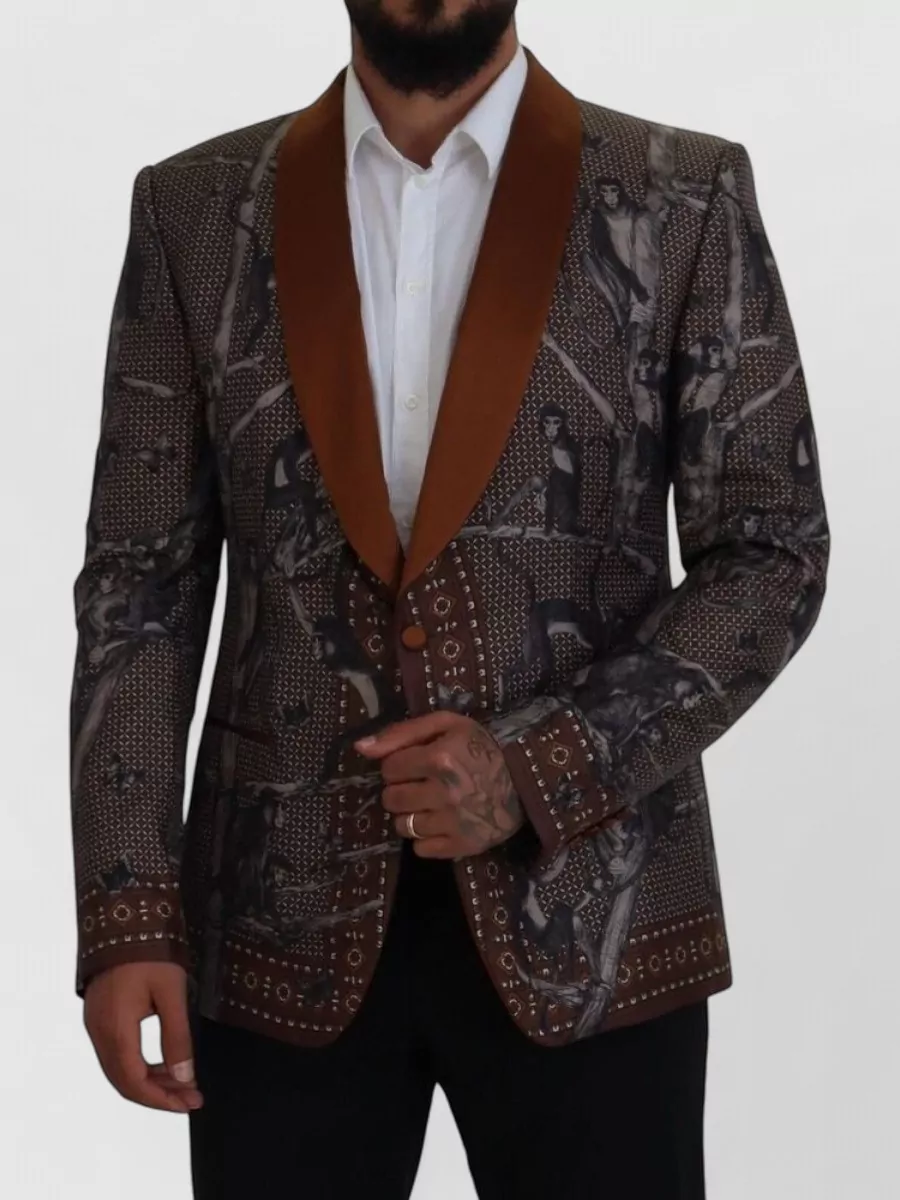 Dolce&Gabbana silk monkey print slim blazer