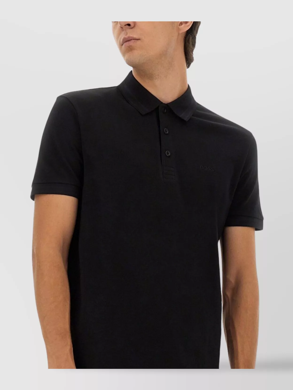 Boss Polo Shirt With Ribbed Collar And Short Sleeves