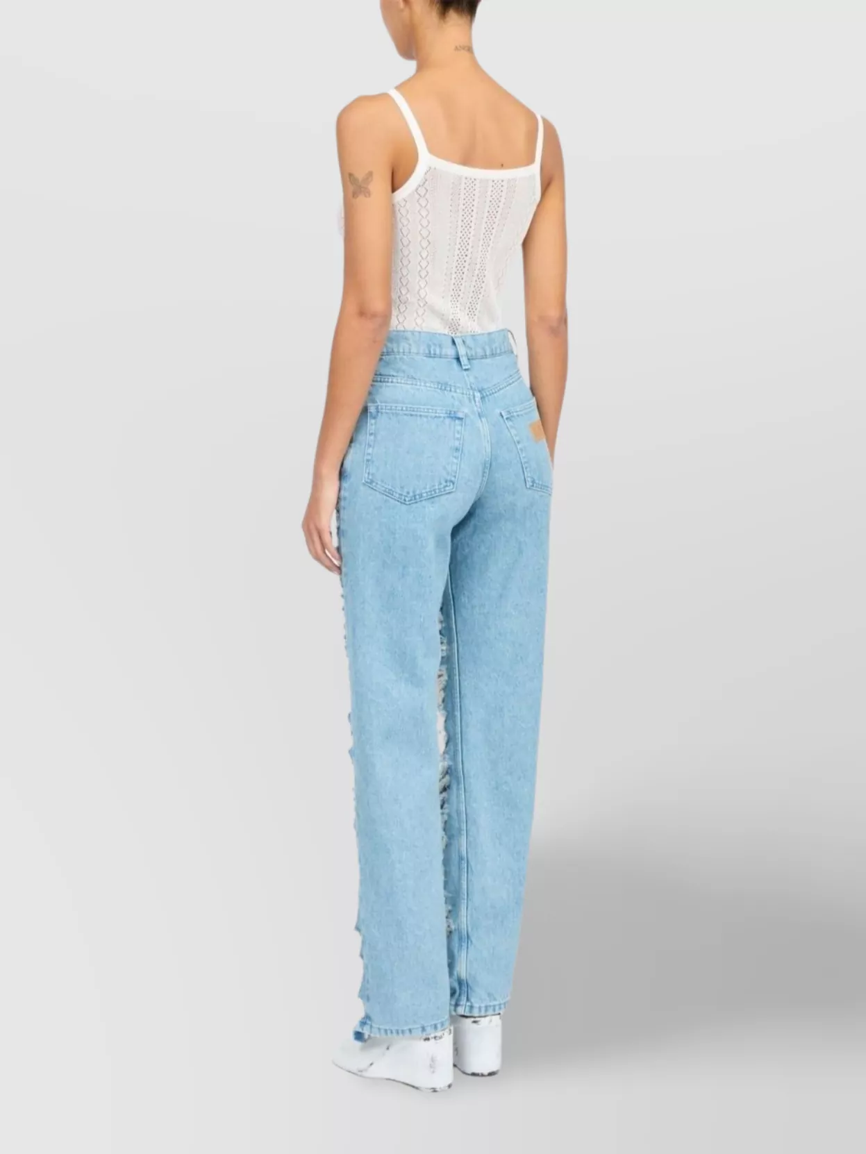 Mm6 Maison Margiela High Waist Distressed Denim Cotton Jeans