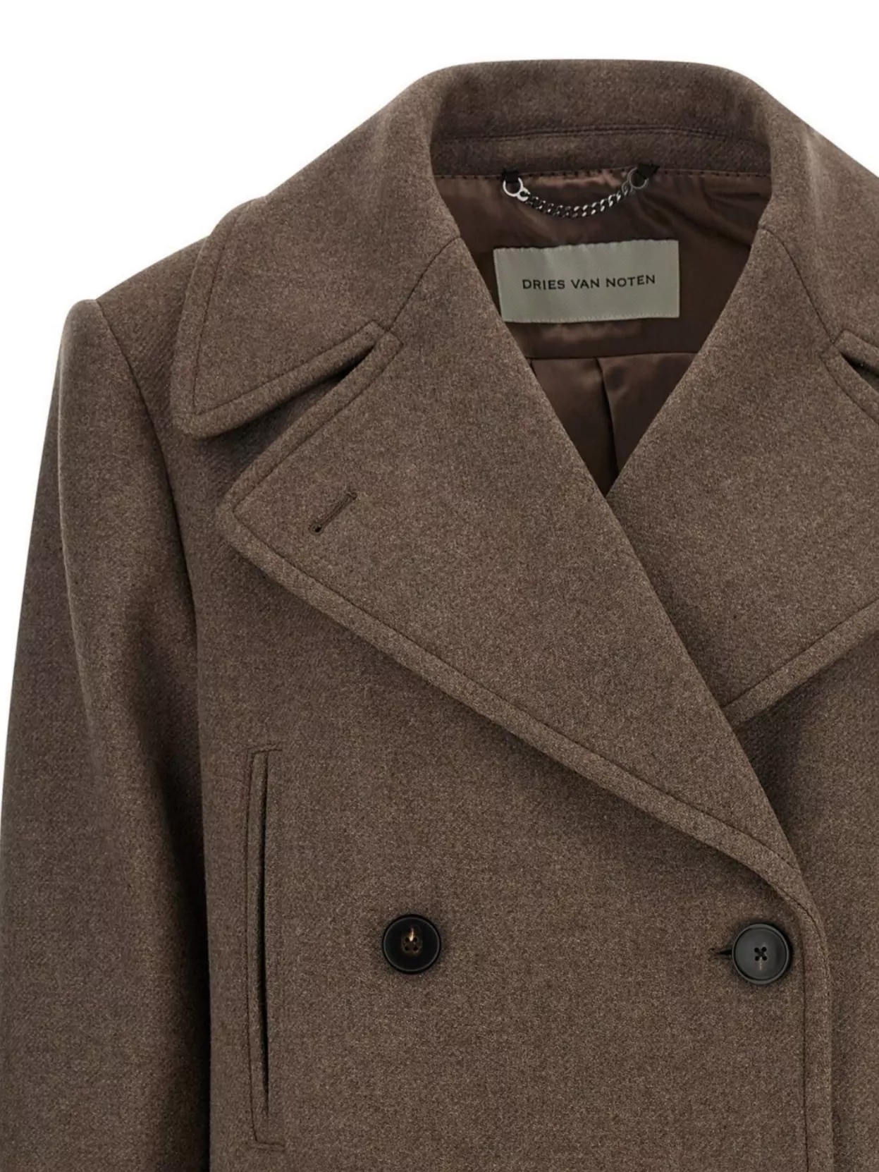 Dries Van Noten Pleated Back Double-breasted Coat With Lapels And Pockets In Brown