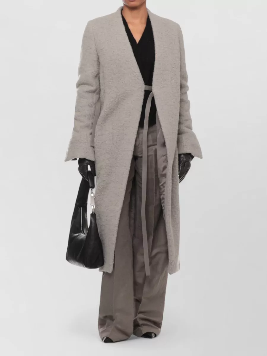 Rick Owens Alpaca Virgin Wool Long-Sleeve Fitted Coat