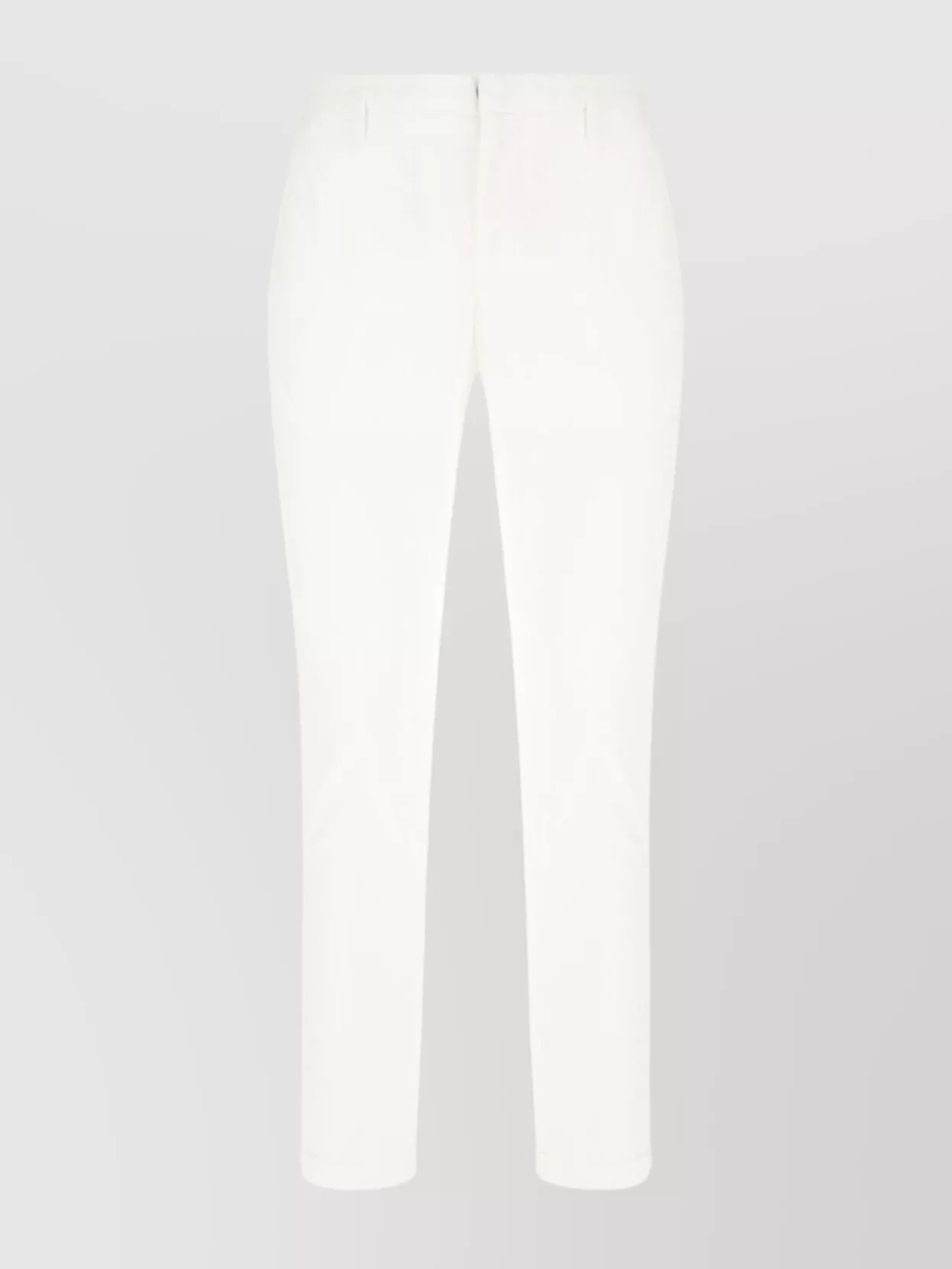 Dondup Cotton Stretch Chino Pants With Foldable Hemline In White