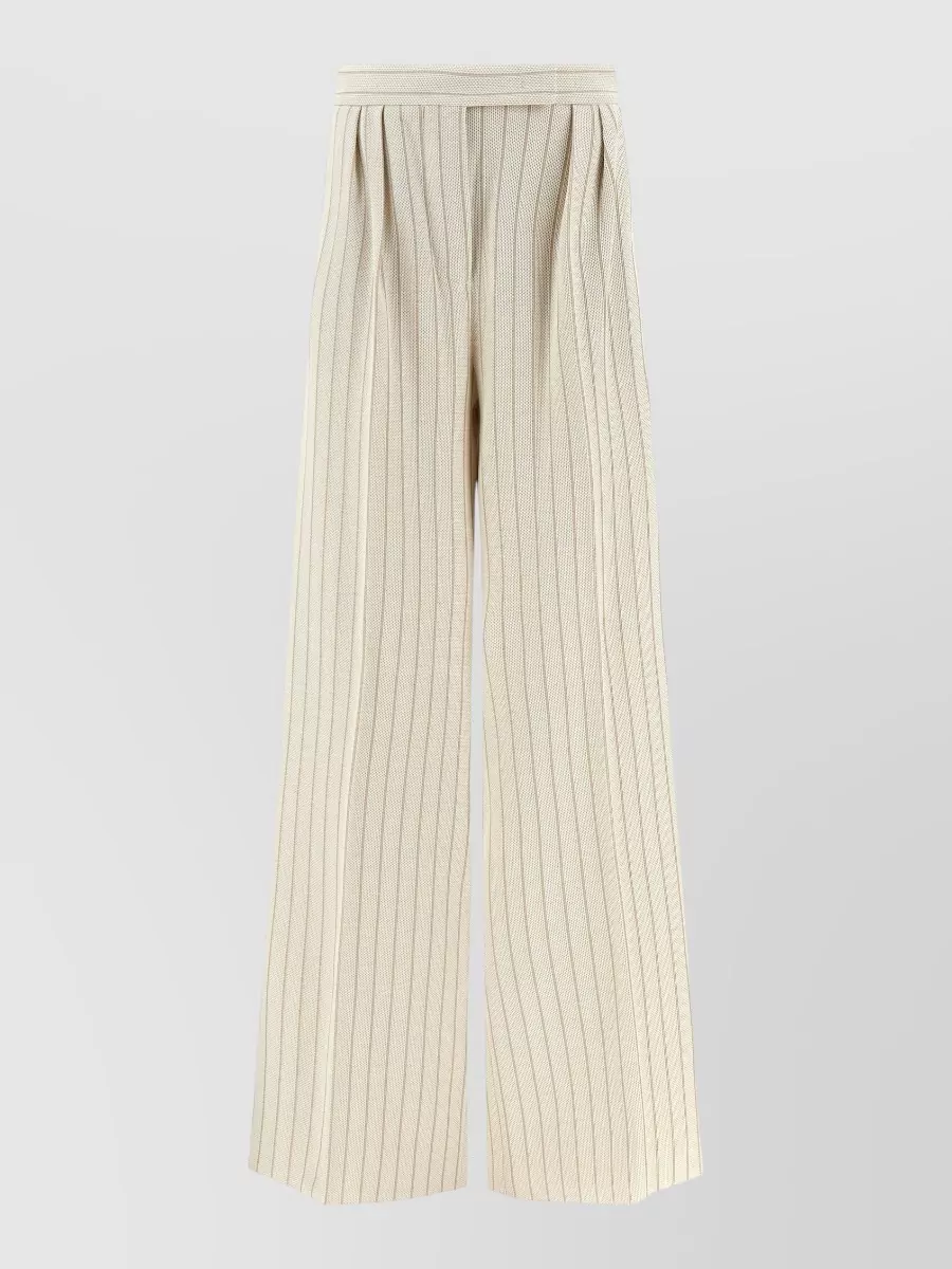 Max Mara pinstripe cotton high-rise pleated wide-leg trousers