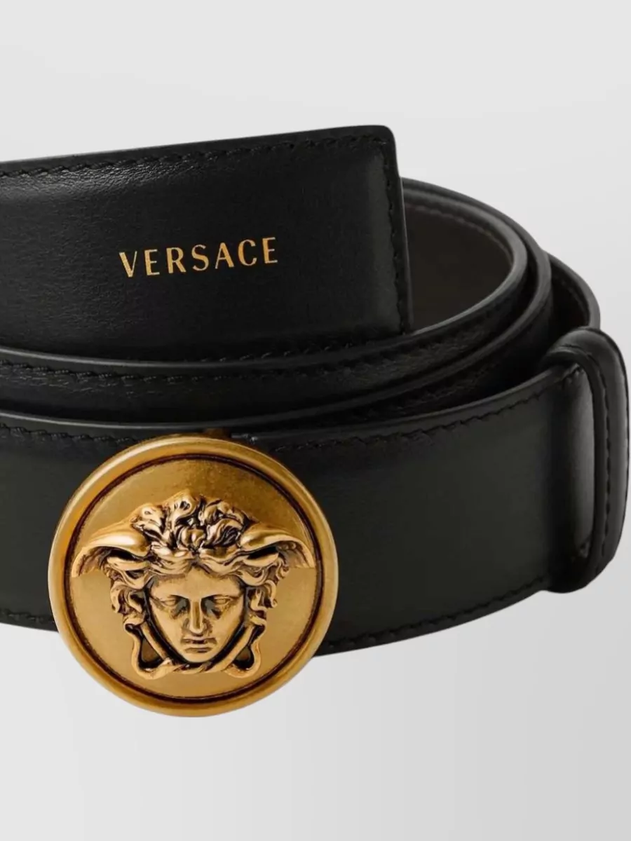 Versace Leather Medusa Buckle Belt