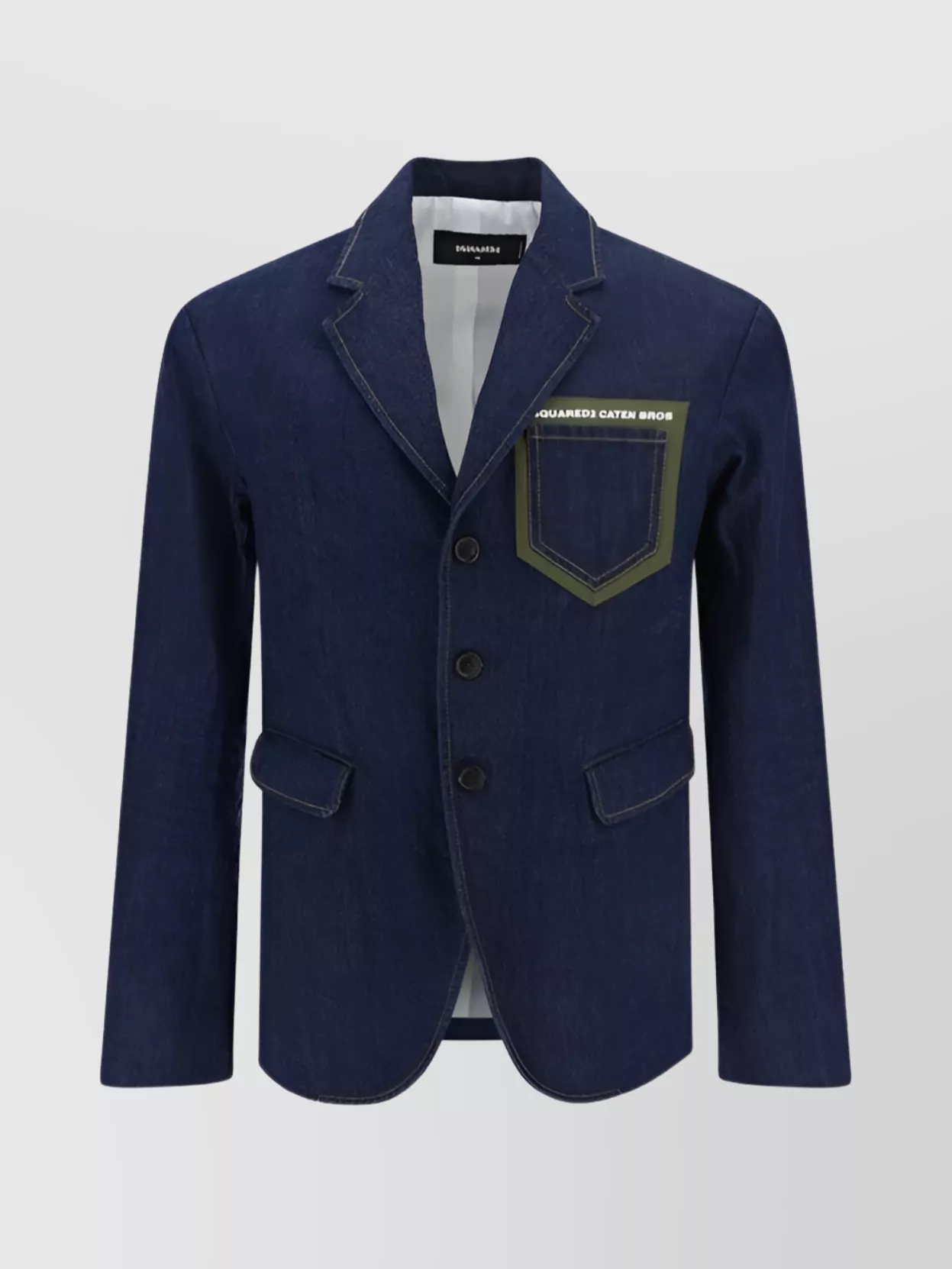 Dsquared2 Stitched Cotton Denim Blazer Jacket In Blue