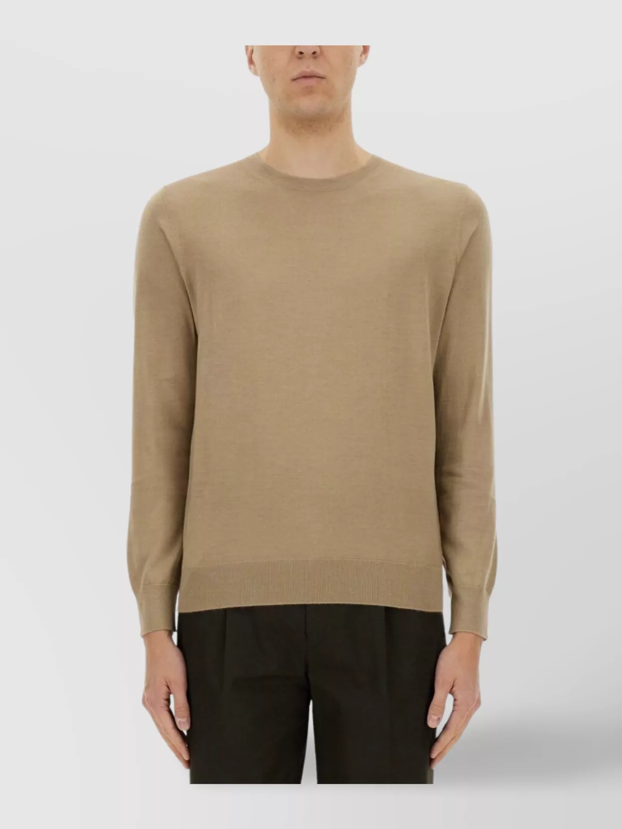 Zegna Cashmere Silk Sweater Ribbed Trim