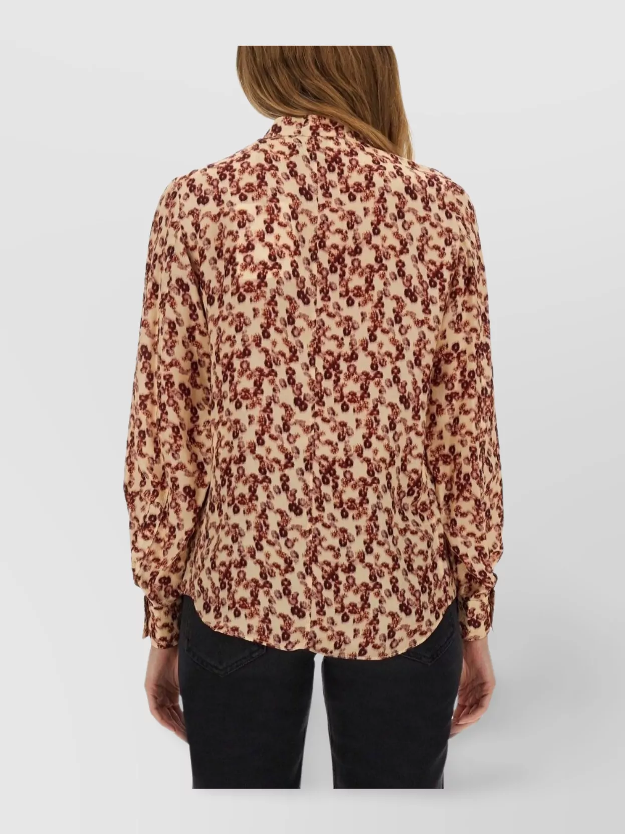 Isabel Marant Floral Long Sleeve Collared Top In Multi