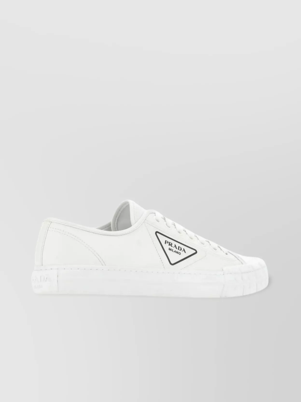 Shop Prada Leather Low-top Sneakers Moulded Sole