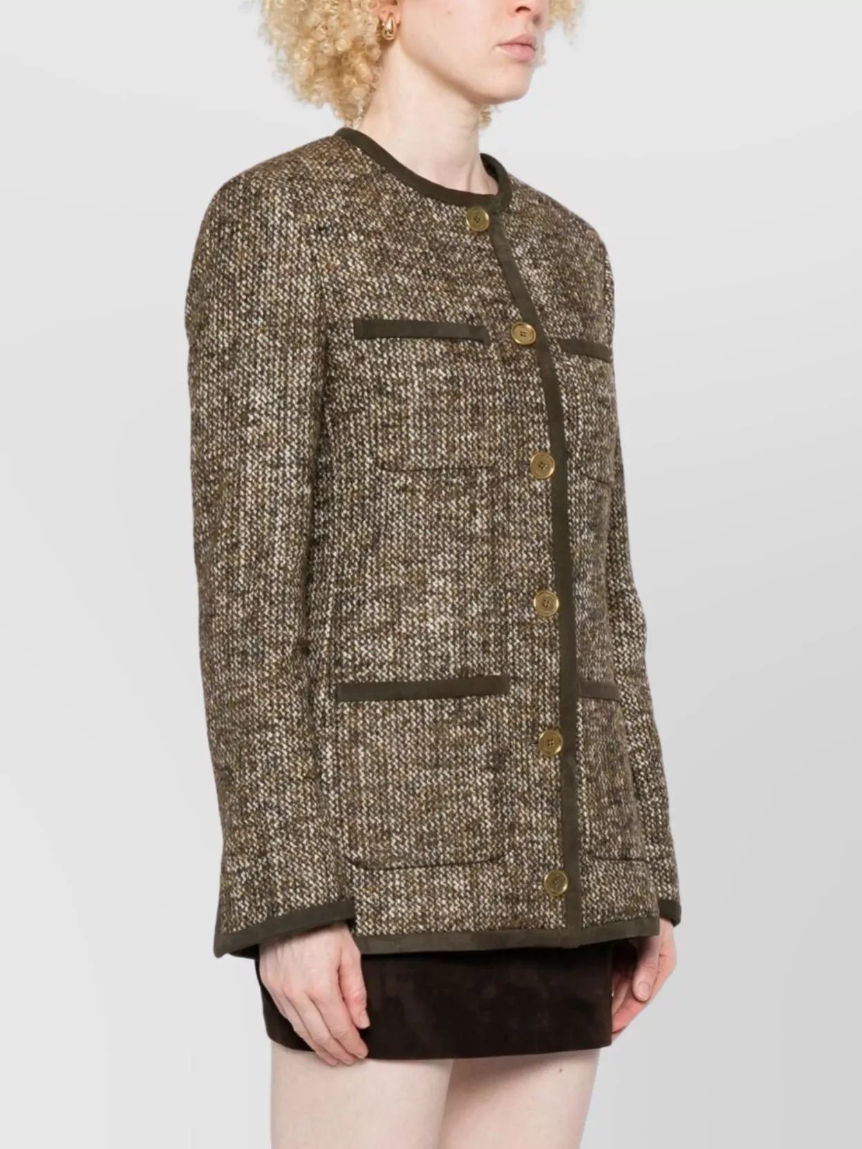 Golden Goose Textured Wool Blend Outerwear Jacket In Brown