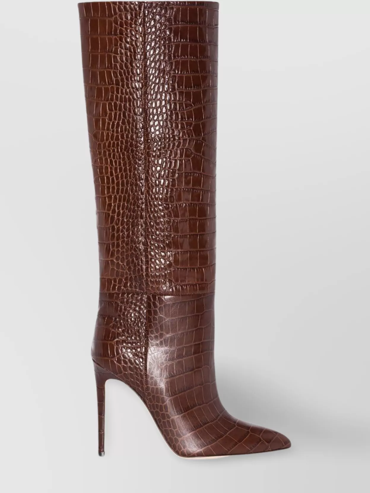 Shop Paris Texas Embossed Leather Knee-high Stilettos In Brown